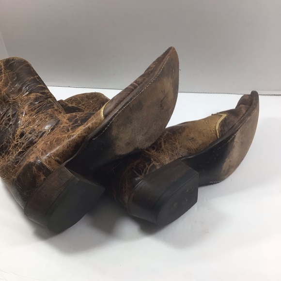 Diva vintage Lucchese distressed handmade brown western cowboy boots size 9B - Picture 12 of 13